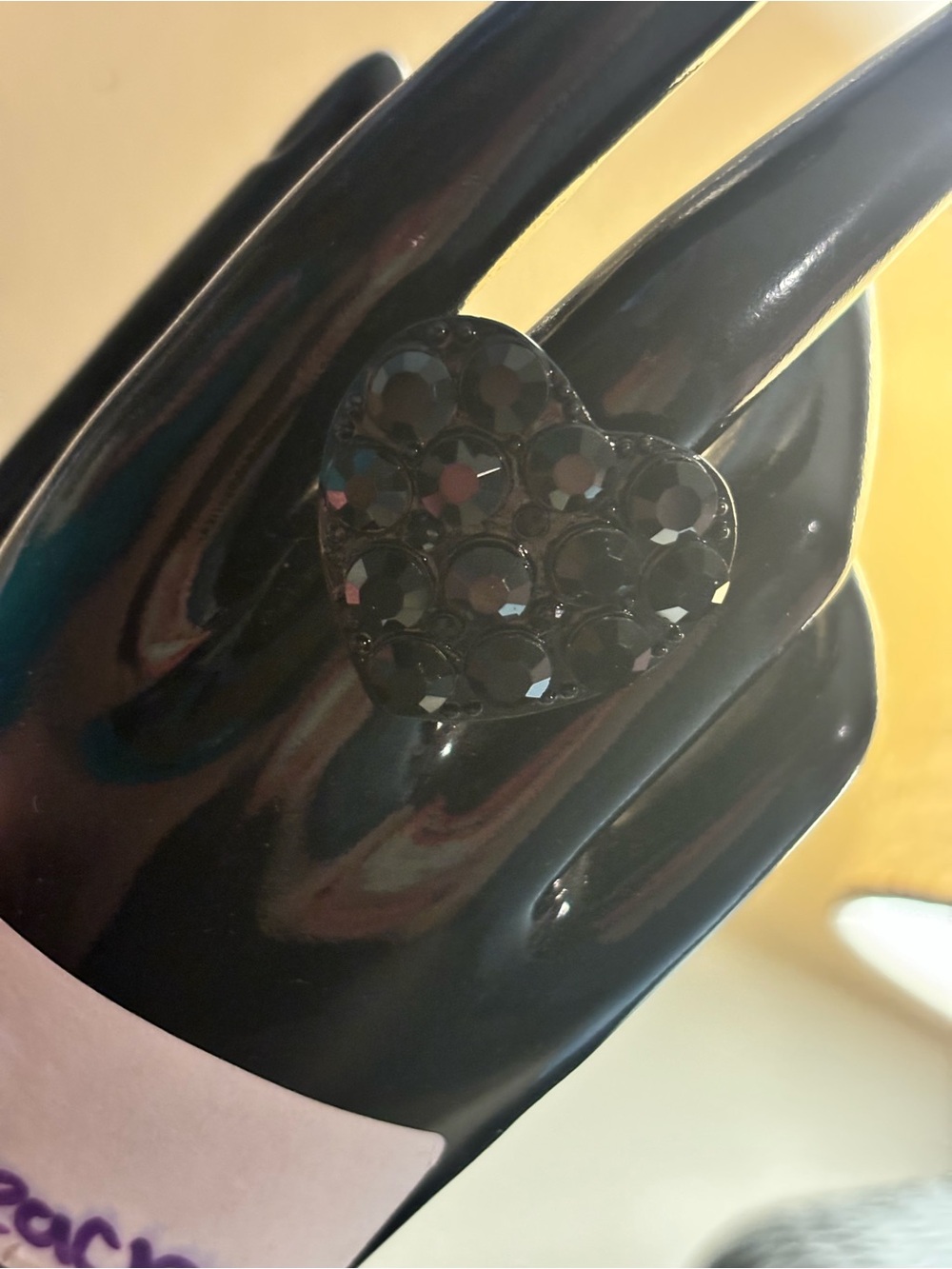 Black Heart Crystal Accented Women’s Ring